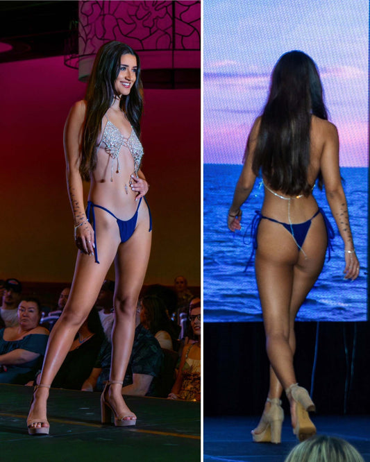 Navy Viking Tie Up Bikini Bottom